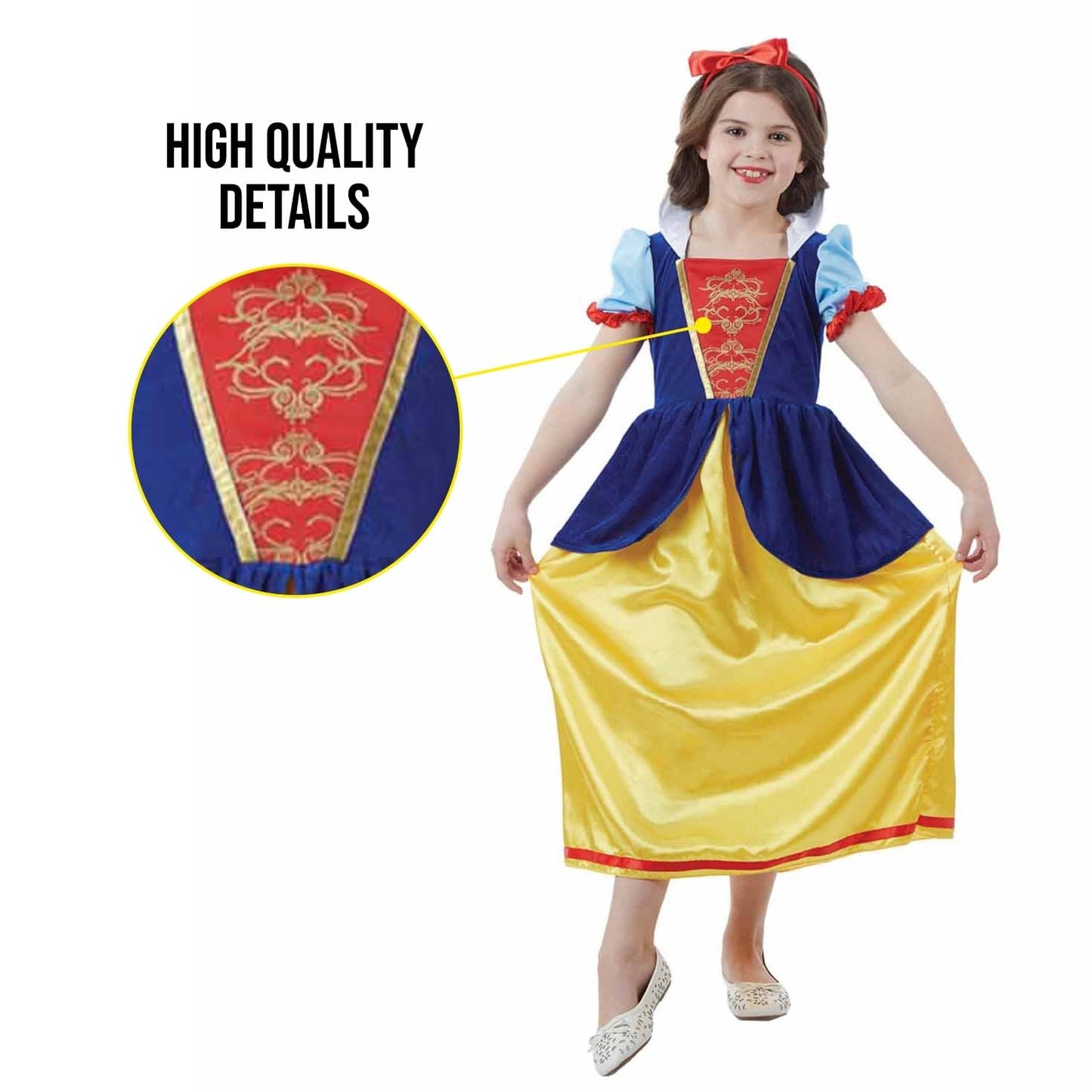 Fun Shack World Book Day Costumes for Girls, Snow Princess Dress, Fairytale Costume for Girls, Girls Princess Costume, Medium
