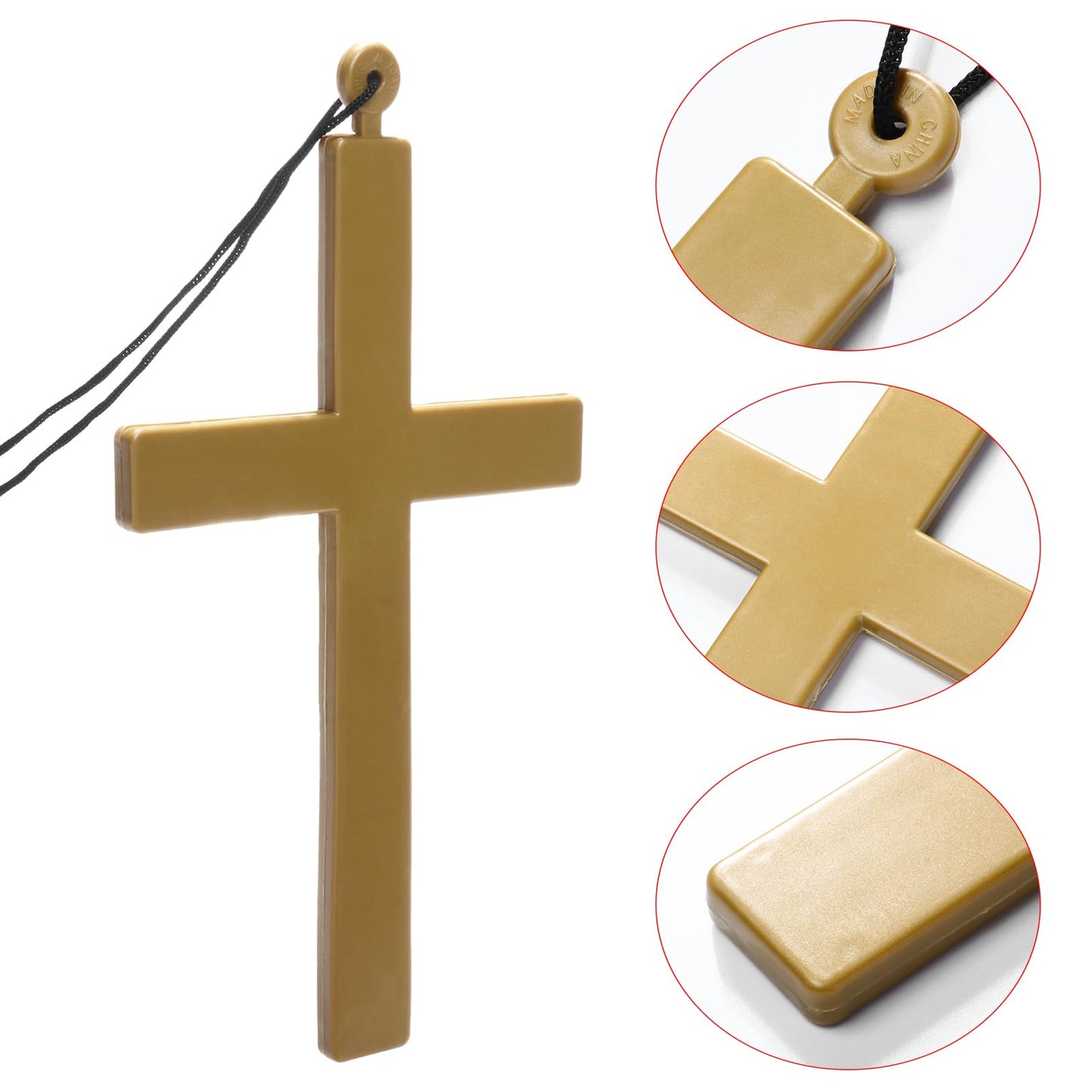 Alaiyaky Nun Outfit for Adult, Priest Costume Suit, Vicar Outfit, Monk Costume With White Collar Cross Necklace, Halloween Fancy Dress for Men Women (Female, XXL)