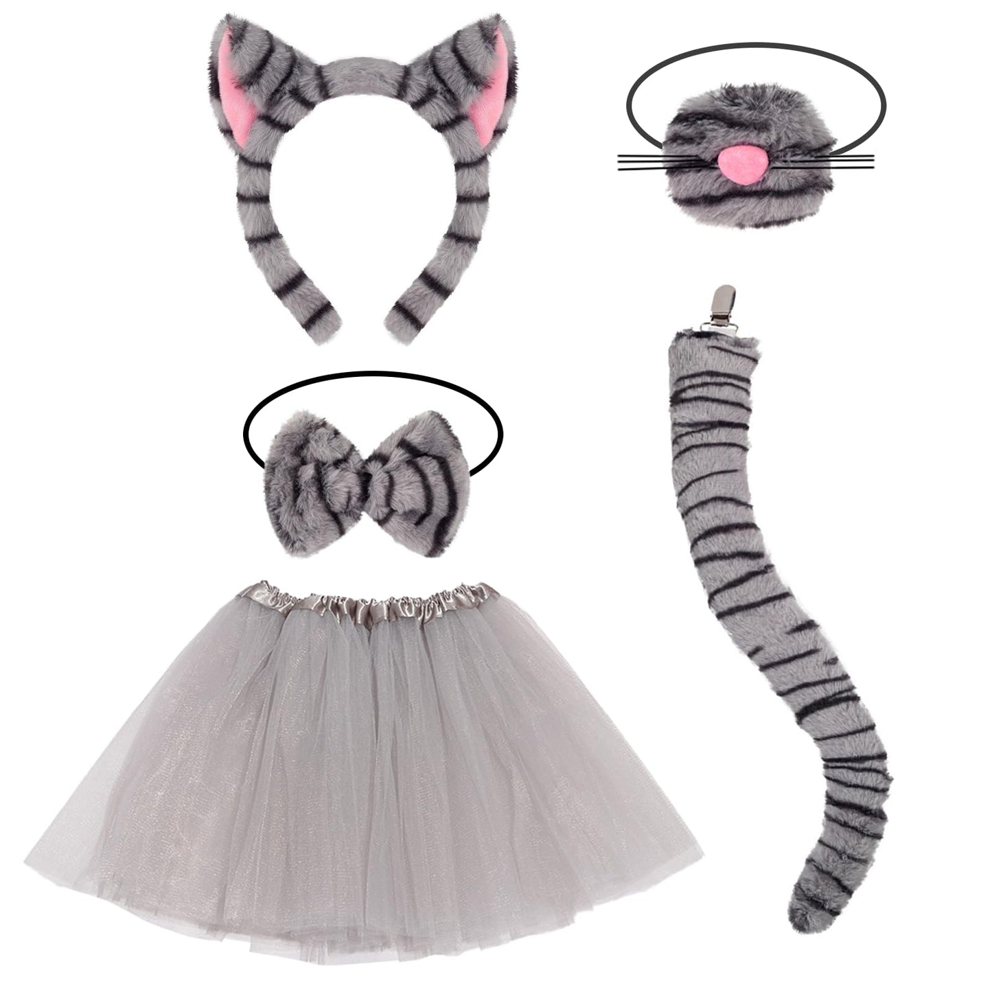 Tabby Cat Costume Accessories for Girls - Grey Cat Costume
