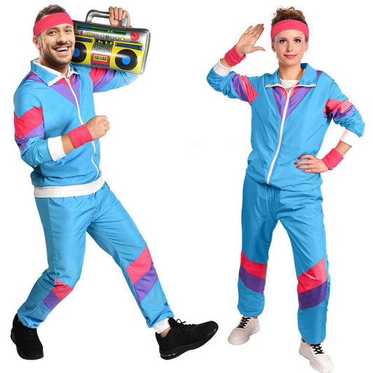 80s height of fashion shell suit costume for men