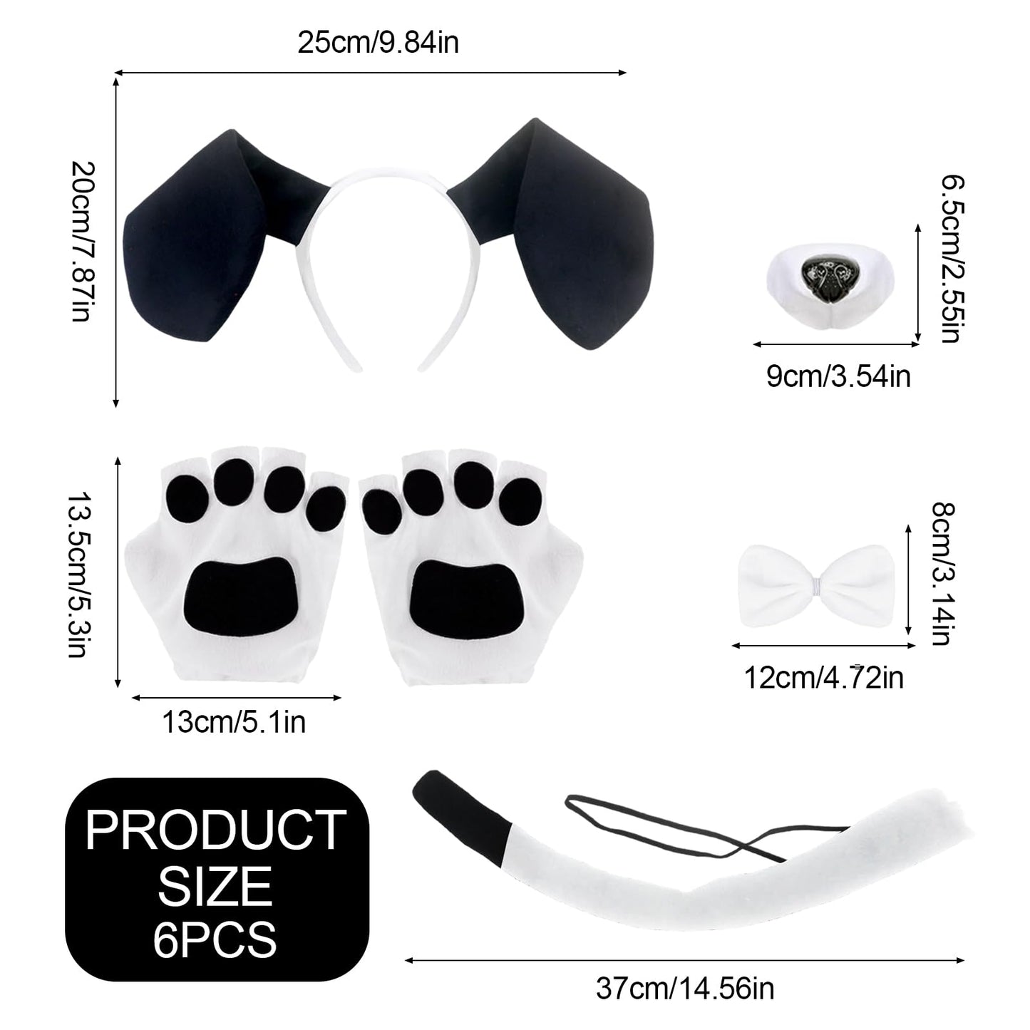 Black and White Puppy Dog Costume Set - Fancy Dress Dog Costume Set