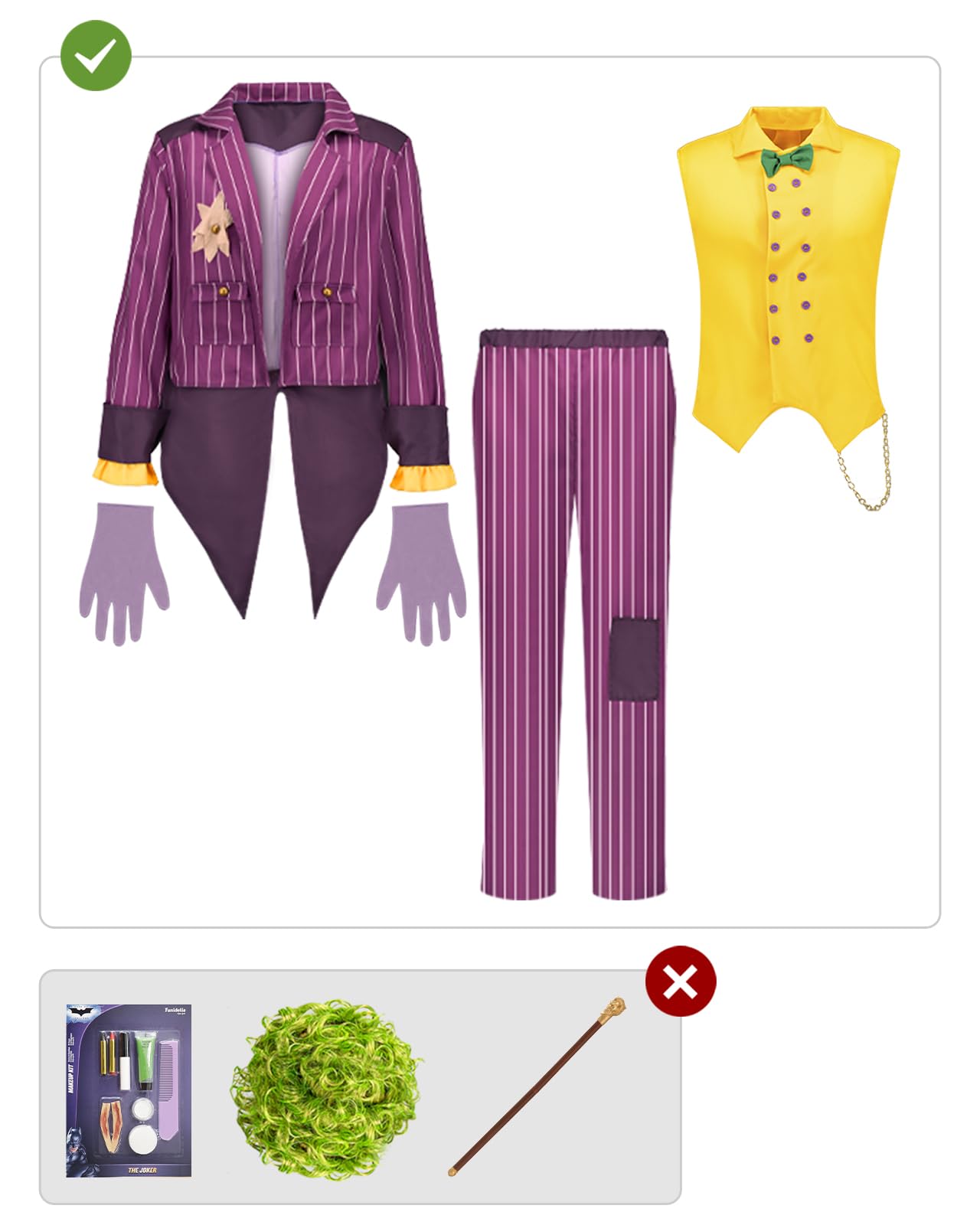 Funidelia Official Joker Arkham City Costume for Men, Joker Suit for Adult, Halloween and Carnival Costumes - Size M