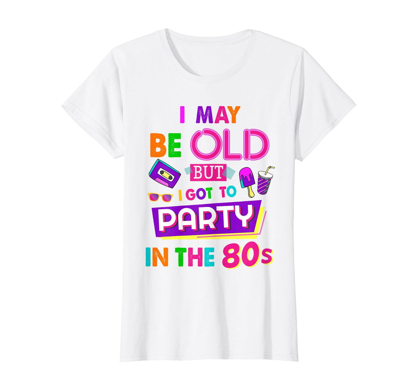 80s Design for Women Rave Outfit & 80s Festival Costume T-Shirt, Women, White, Medium