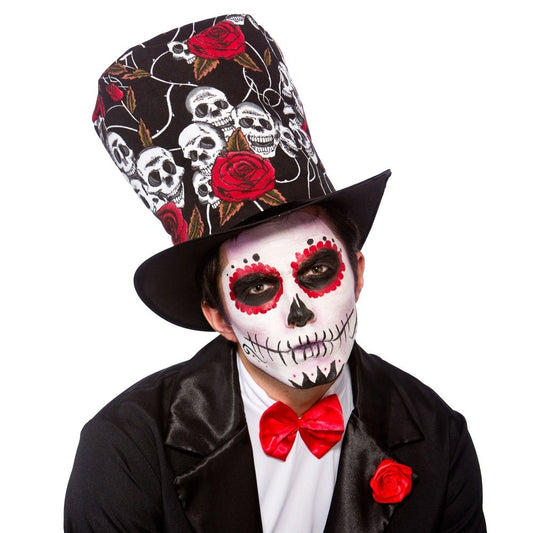 Wicked Costumes Adult Day Of The Dead Top Hat Fancy Dress Party Accessory