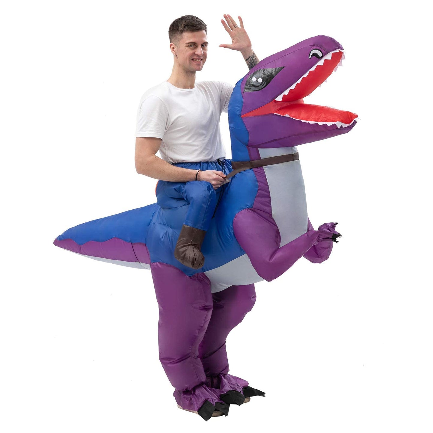 LUVSHINE Inflatable Dinosaur Costume Adult, Funny Riding T-Tex Costume for Birthday Party, Event, Outdoor