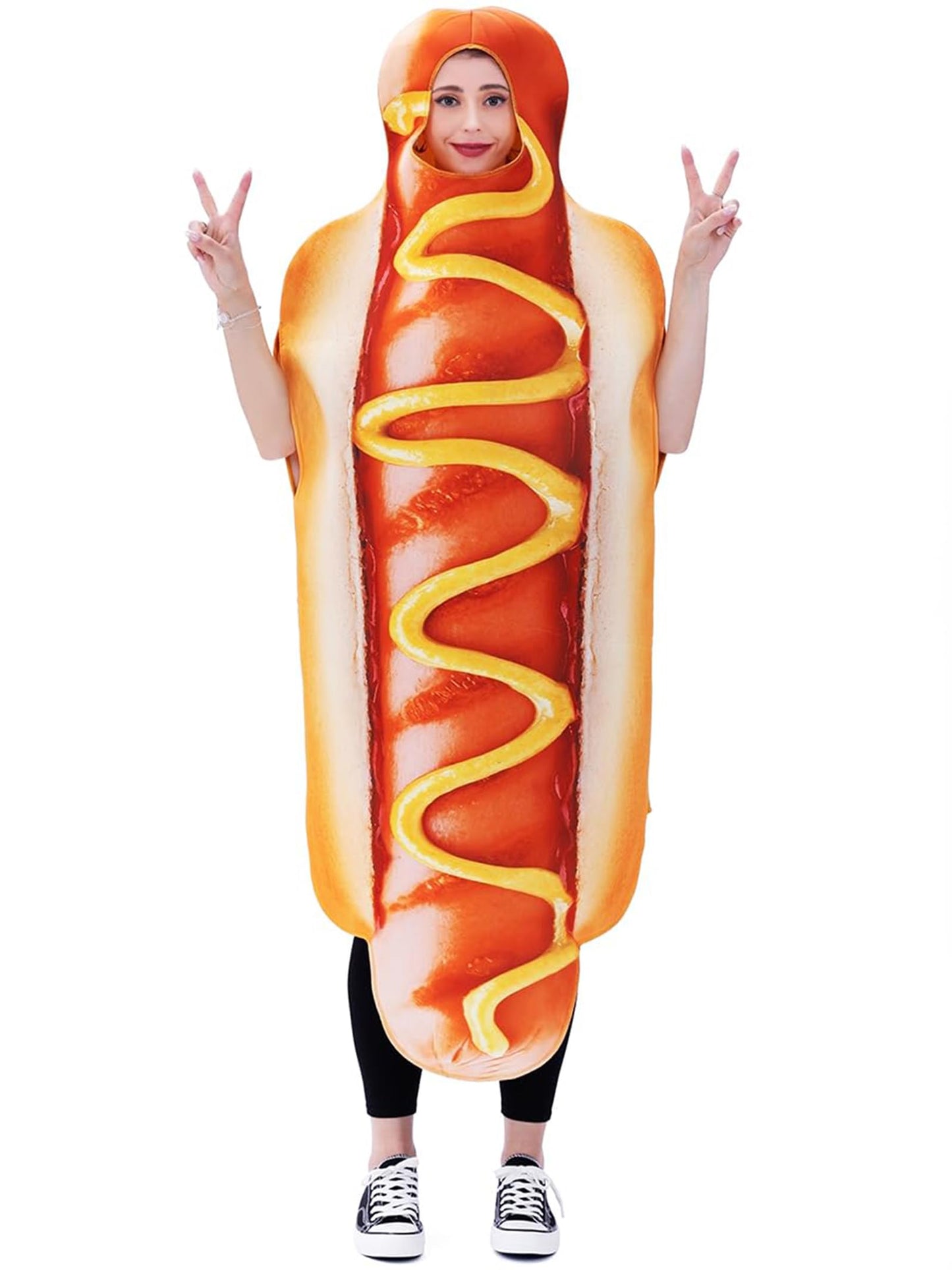 Adults Hot Dog Costume for Women and Men - Funny Food Cosplay Fancy