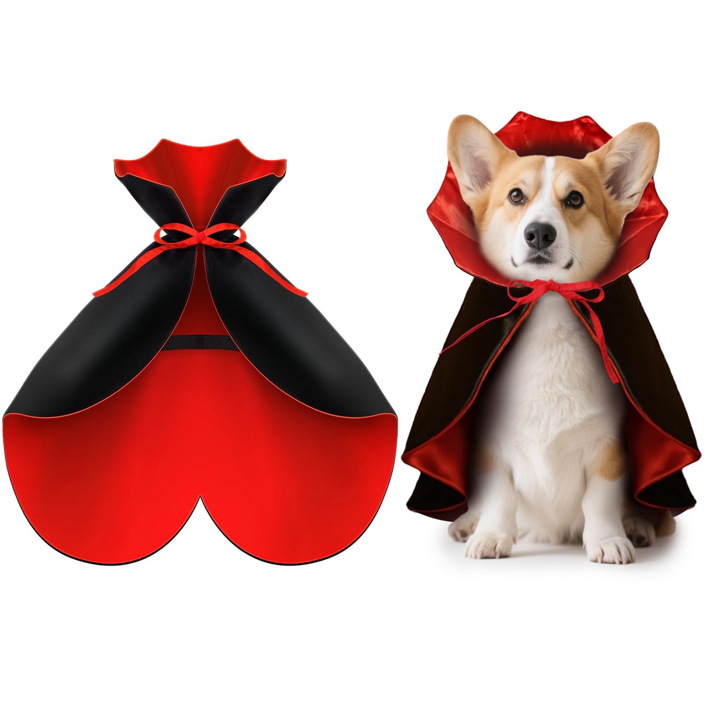 Halloween Pet Vampire Cape Adjustable Red & Black Fancy Dress