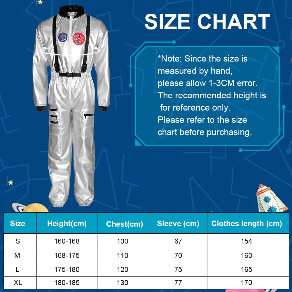 Astronaut Costume Adult Silver Astronaut Jumpsuit Costume Men Women