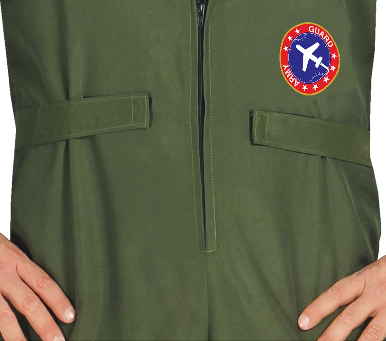 Hunky Fighter Jet Pilot Mens Fancy Dress Costume - Dark Green (image 5)