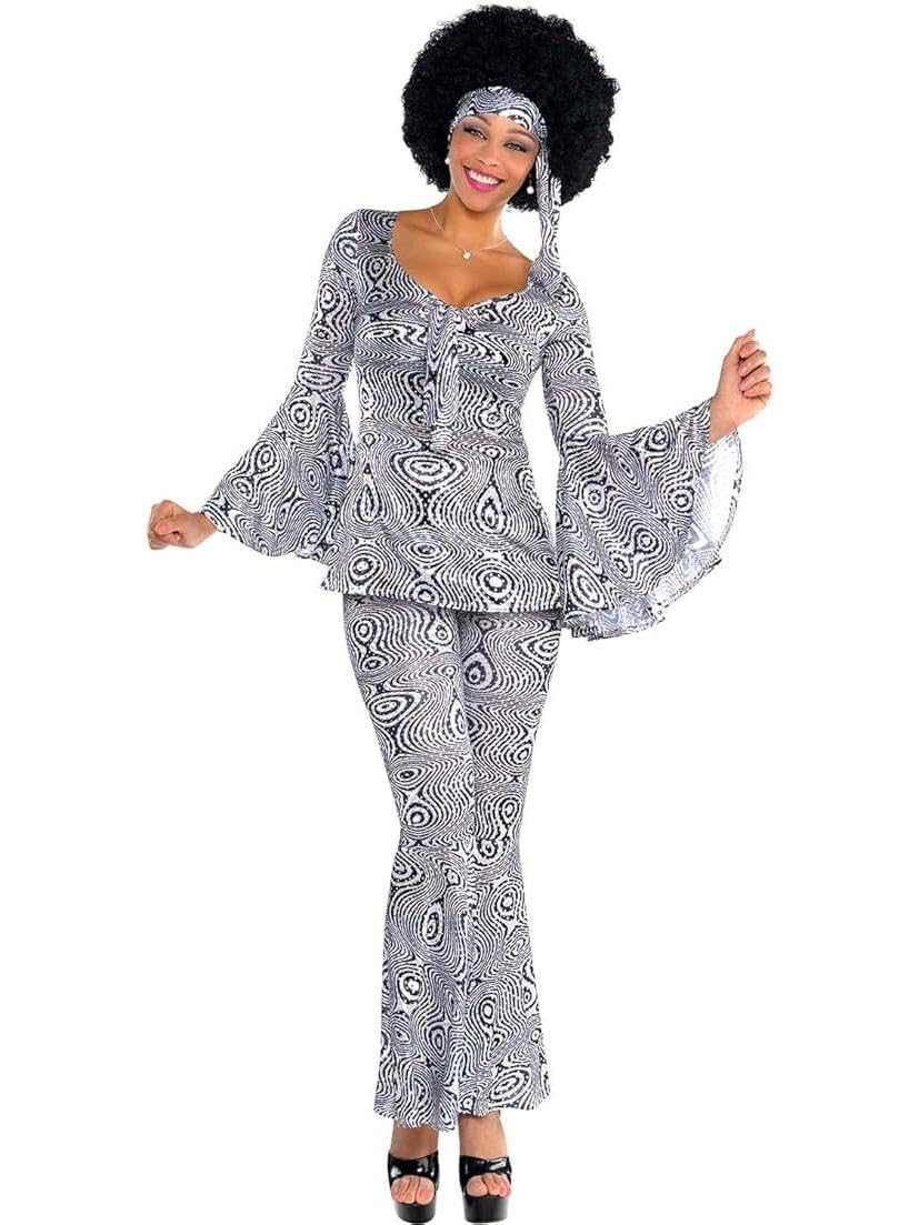 amscan 1970s Dancing Queen Ladies Fancy Dress 70s Groovy Disco Fever Womens Costume New