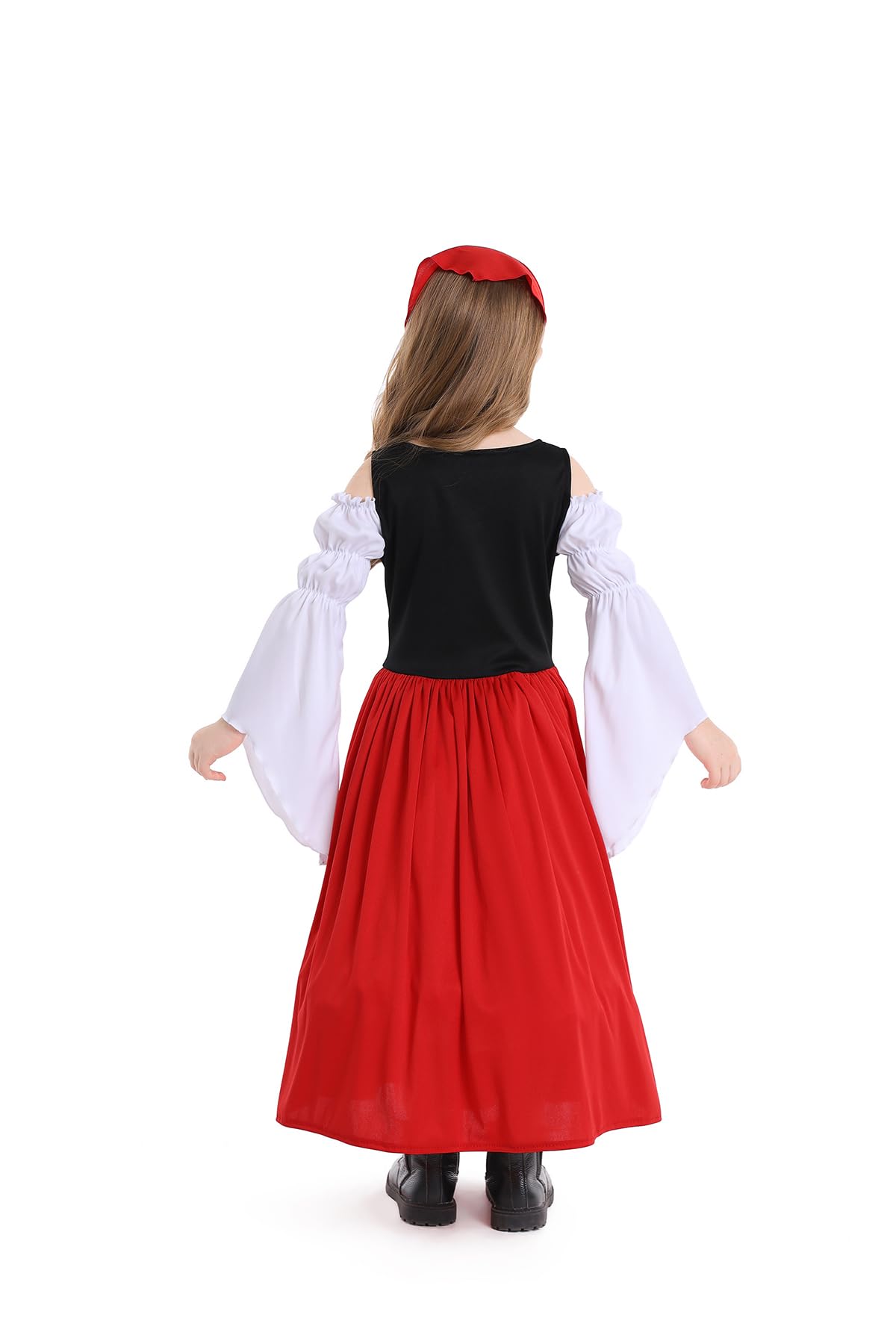 YUDATPG Kids Oktoberfest Beer Costumes German Bavarian Traditional Girls Oktober Fest Dirndl Long Dress for Girls Party Costumes Red