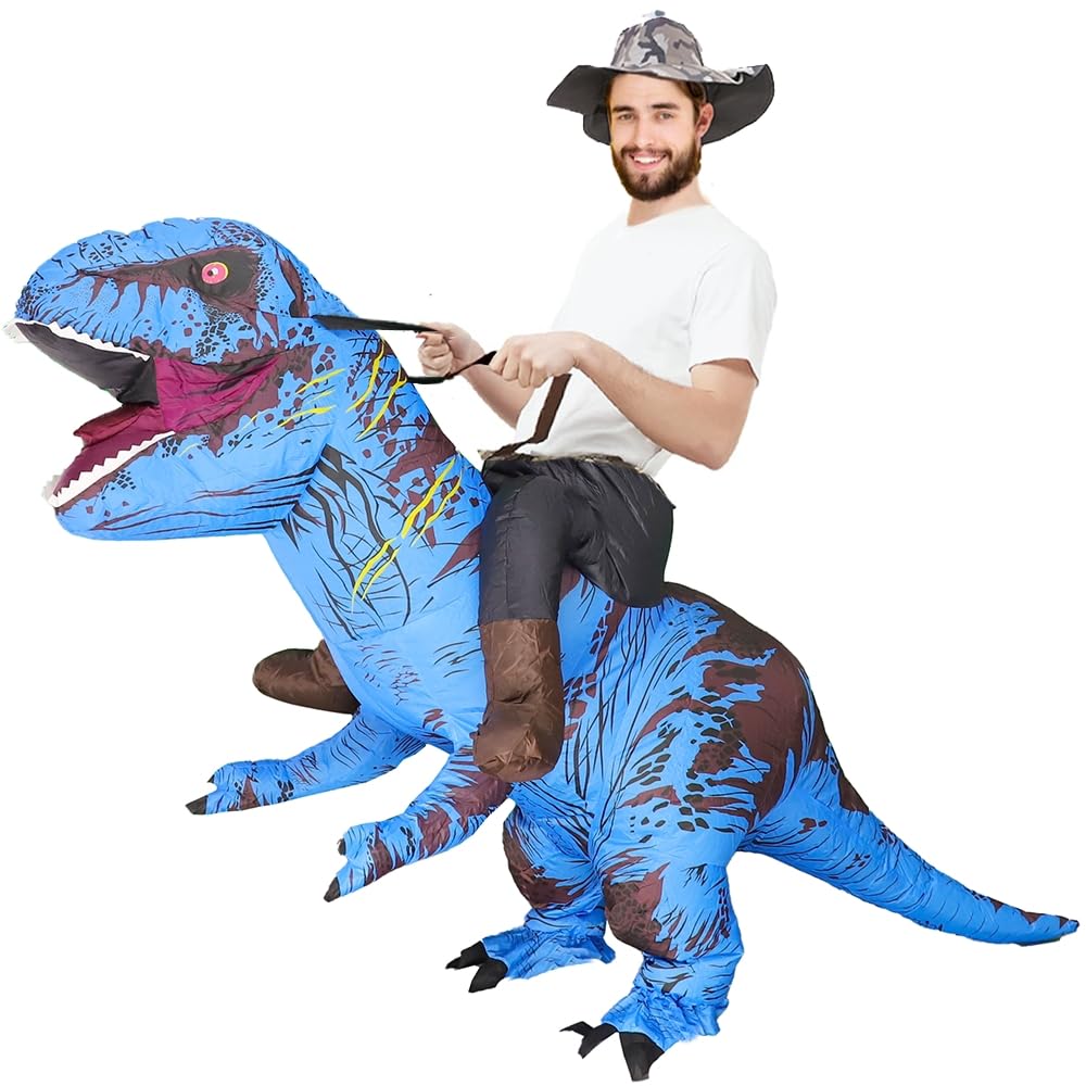 Rafalacy Inflatable Dinosaur Costume for Adult Blow up Ride-on T-rex Costume Funny Halloween Party Costume Dino Party Fancy Dress