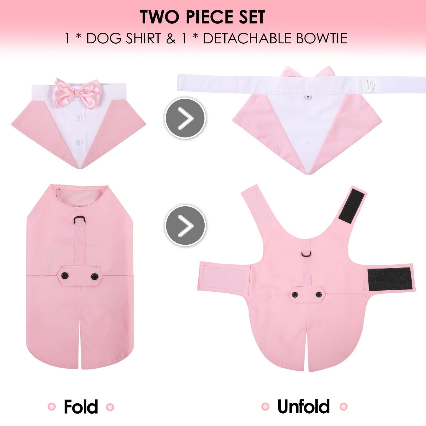 Dog Tuxedo - Pink Tuxedo for Dogs Formal Dogs Suit and Bandana Set