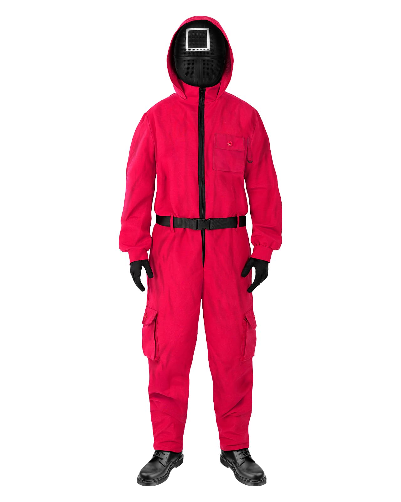 Funidelia Official Squid Game Netflix Costume for Men and Women with square mask, Squid Game Jumpsuit for Adult, Carnival, Halloween and Party Costumes - Size S - M