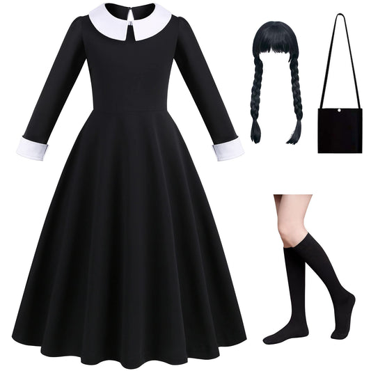 Beejirm Wednessday Costume Black Costume Girls Dress For Kids Black Costumes Carnival Costumes Girls Party Dresses 4-13 Years