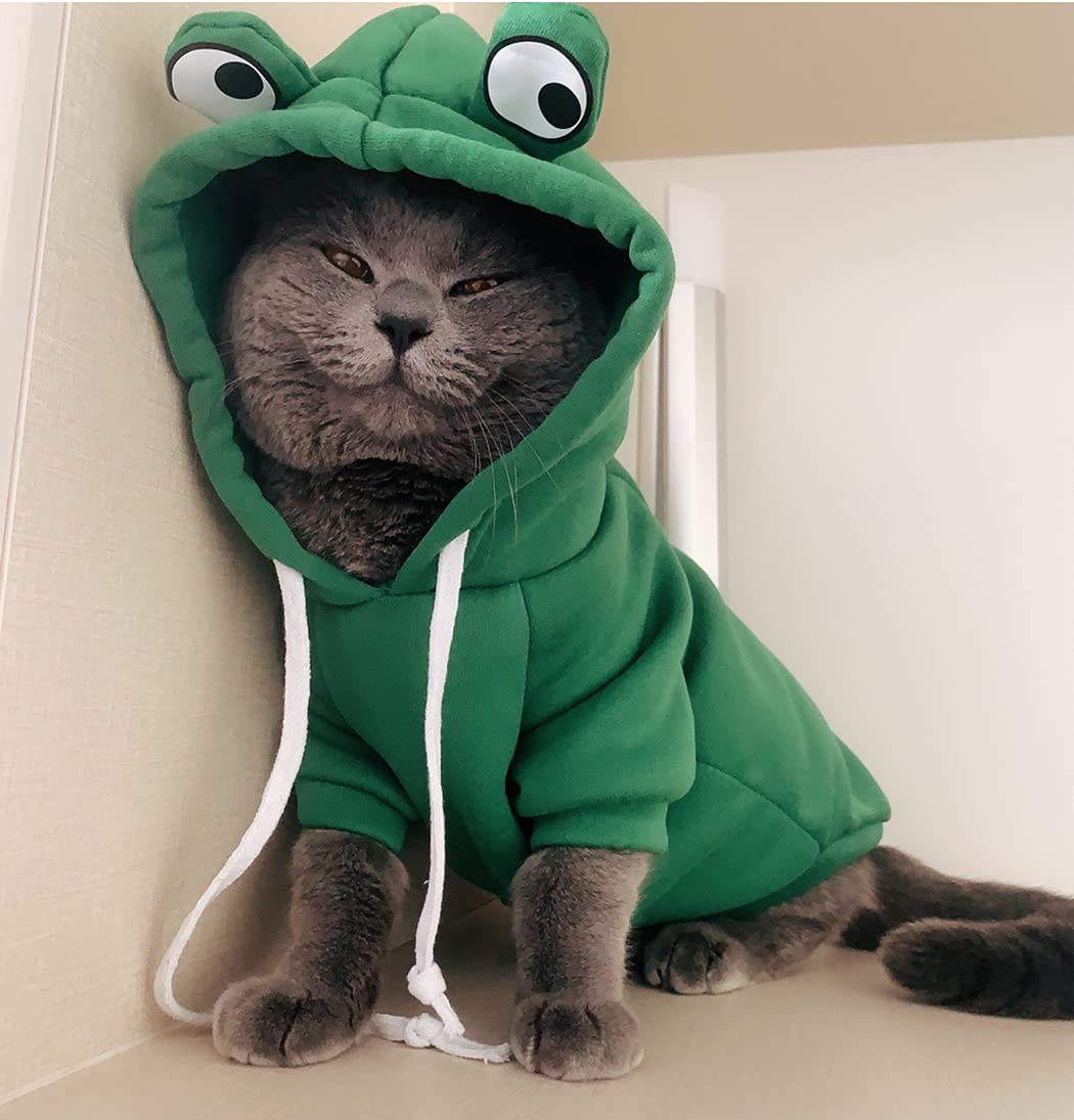 Frog Pet Costume Christmas Dog Fun Frog Shape Hoodie Fleece Dog