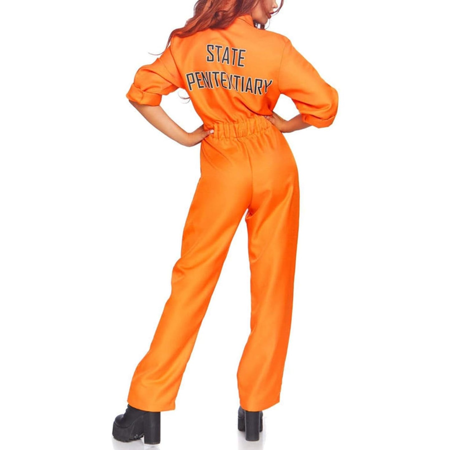 Yoisdtxc Orange Prison Jumpsuit Costume Women Men Jail Halloween Costumes Couples Matching Prisoner Cosplay Outfits (Women Orange, XXL)
