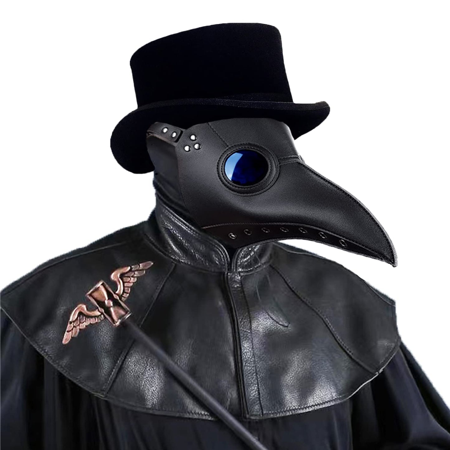 Raxwalker Plague Doctor Mask Halloween Props Costume Steampunk Gothic Cosplay Retro Leather Bird Mask (black)