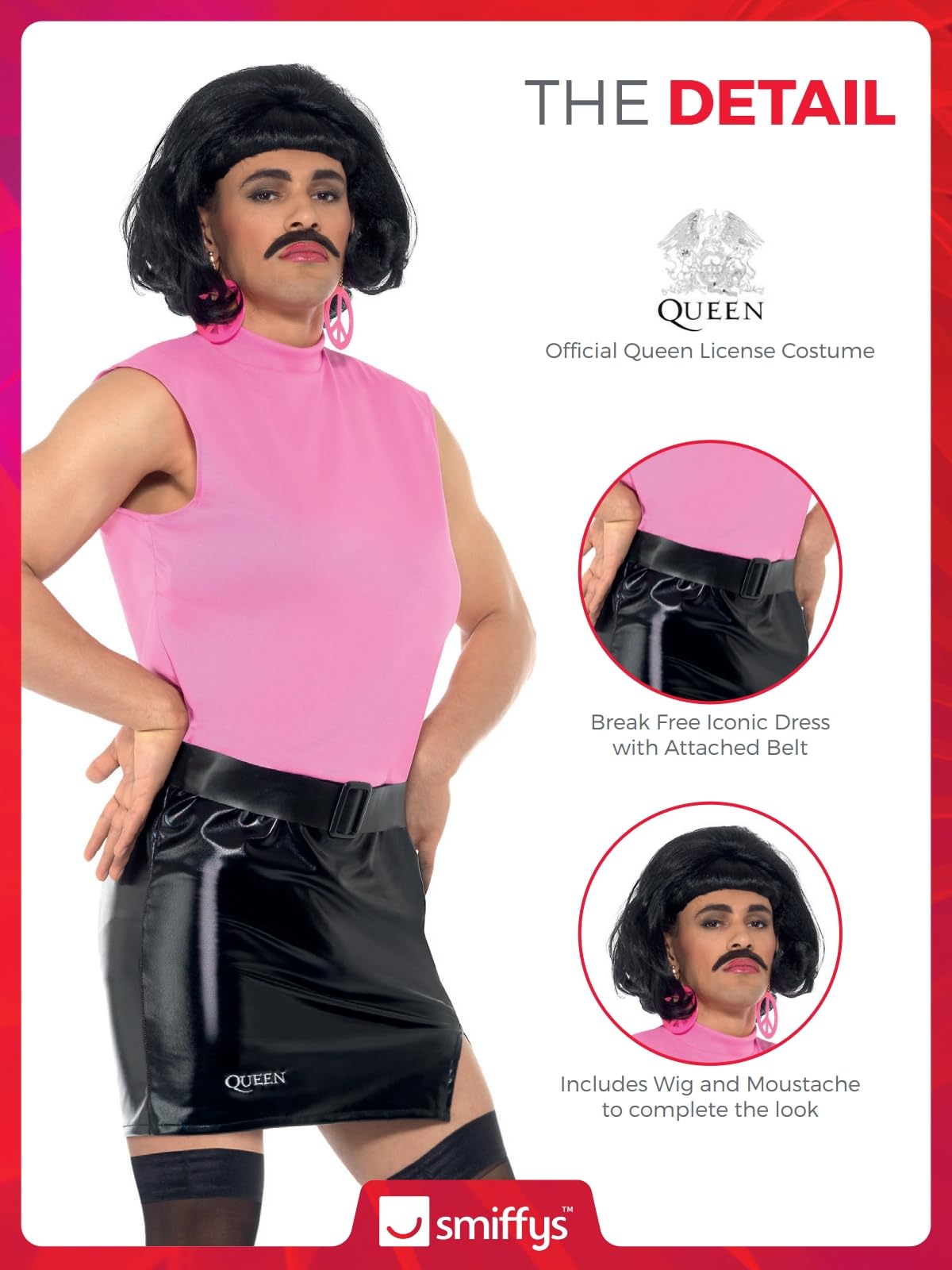 Queen Break Free Housewife Costume - Pink & Black - Iconic Dress (image 3)