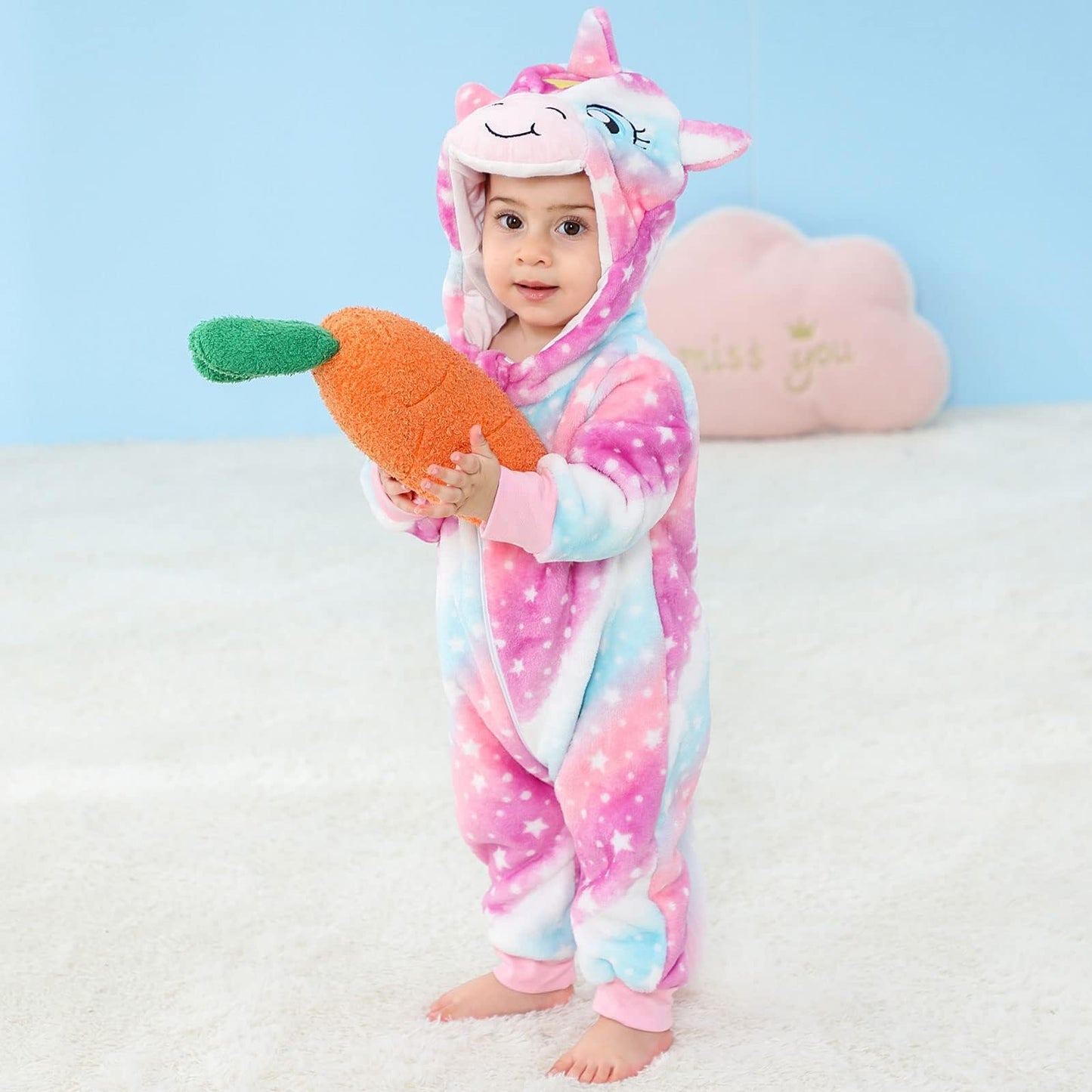 COOKY.D Baby Girls Boys Hooded Romper Long Sleeve Winter Cosplay Costume Jumpsuit for 12-18 Months, Star