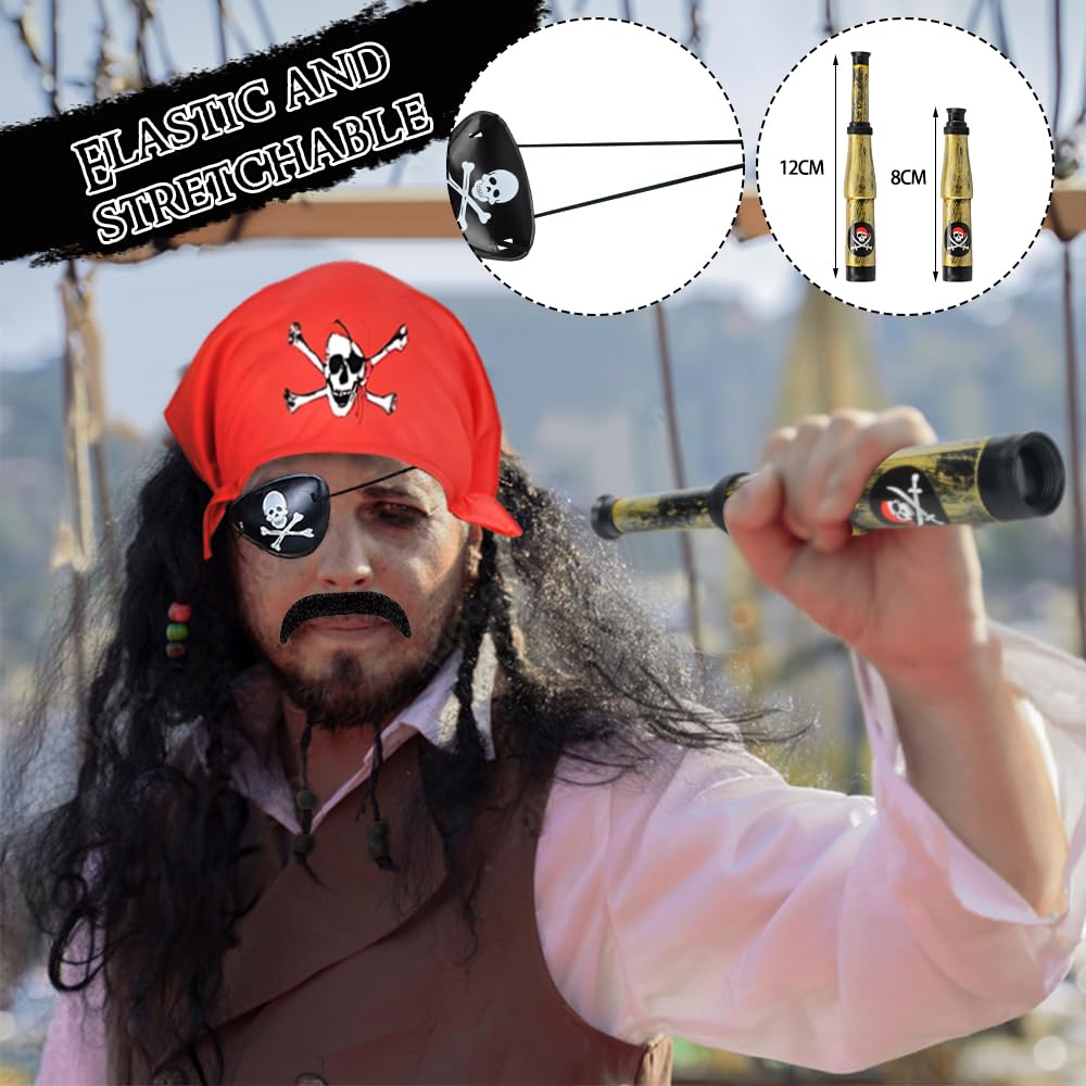 Pirate Costume Set for Adult Men - Accessories Include Wig (image 4)