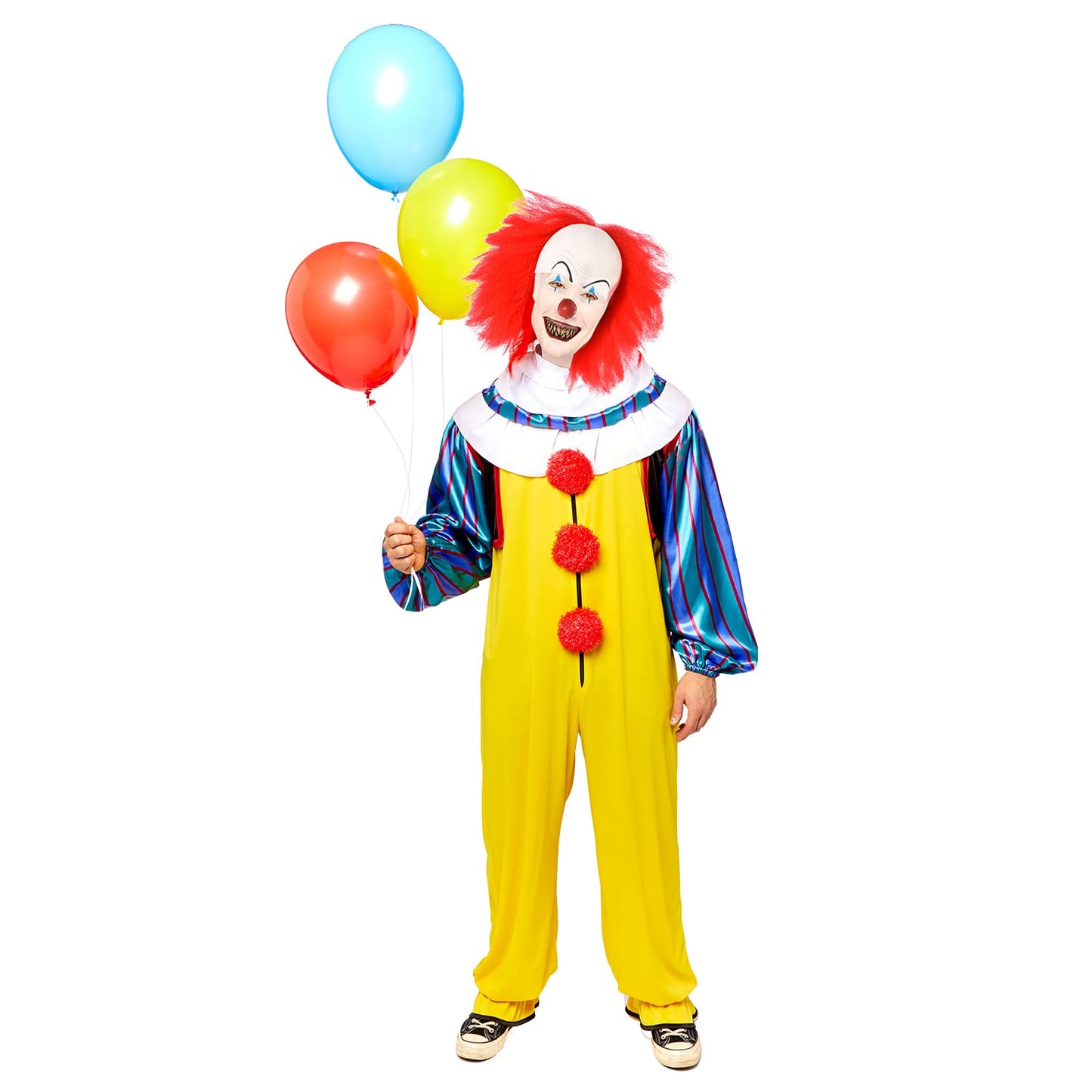 amscan (PKT) (9912536) Adult Mens Pennywise The Clown Classic Costume & Mask (Medium) - Film 'IT' Yellow