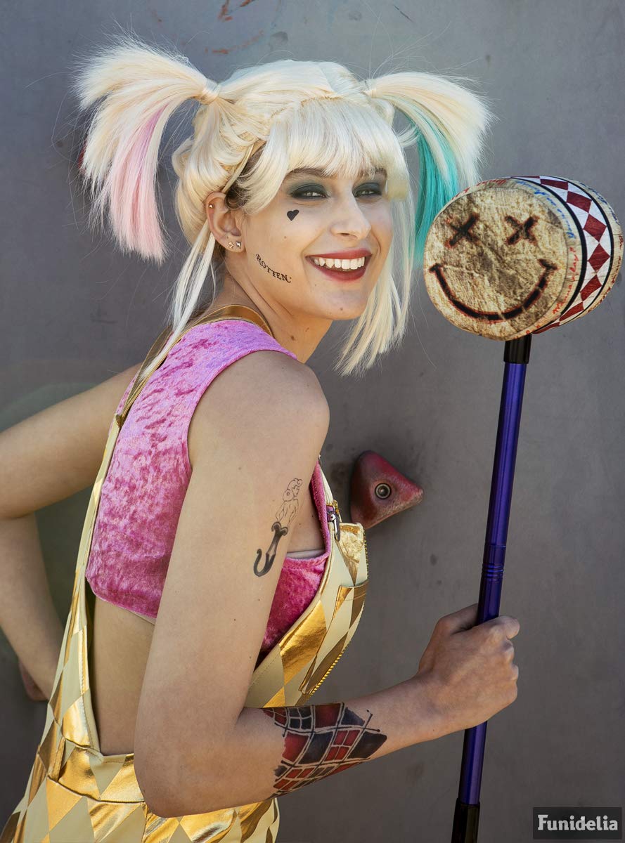 Funidelia | Harley Quinn Costume - Birds of Prey for woman Superheroes, DC Comics - Costume for adults, accessory fancy dress & props for Halloween, carnival & parties - Size M - Golden
