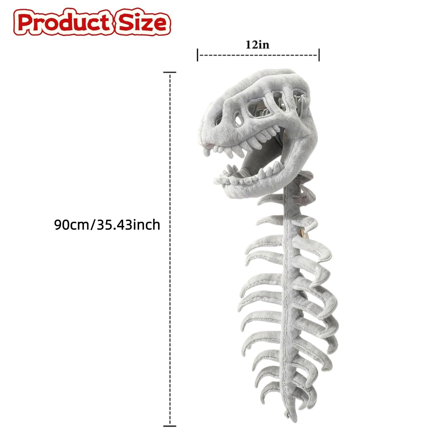 3D Wearable Realistic Skeleton Dinosaur Costume, Realistic Dinosaur Skeleton Costume Set Spinosaurus Plush Dino Funny Dino Headgear Hat for Halloween Cosplay Themed Parties