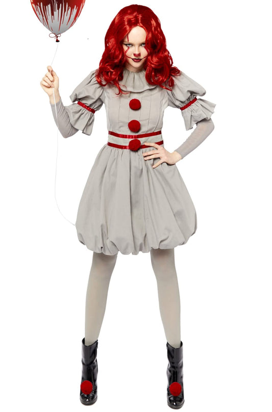 amscan 9914701 Adults Womens Officially Licensed Warner Bros Pennywise IT Clown Fancy Dress Costume UK Dress Size 18-20