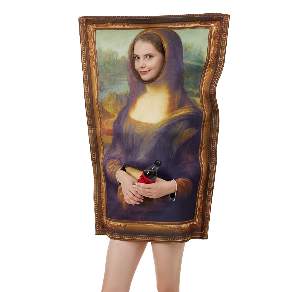 EraSpooky Famous Paintings Costume Mona Lisa Halloween Adult Men Women Funny Fancy Dress