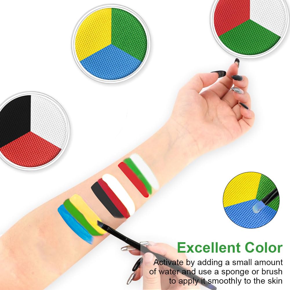 LOPHE Black White Red Face Paint Palette, 3-in-1 Water-Based Cream Makeup Kit (30g) for Halloween, Zombie Vampire SFX Cosplay & Face Painting, Easy Wash Off, Non-Toxic & Safe for Kids & Adults