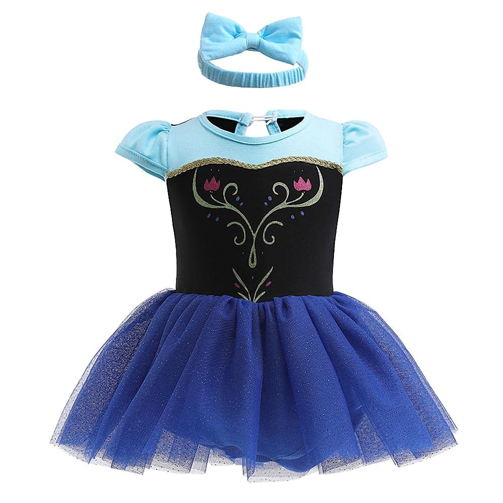 Lito Angels Baby Girls Princess Bodysuit Romper, Blue, 18-24 Months
