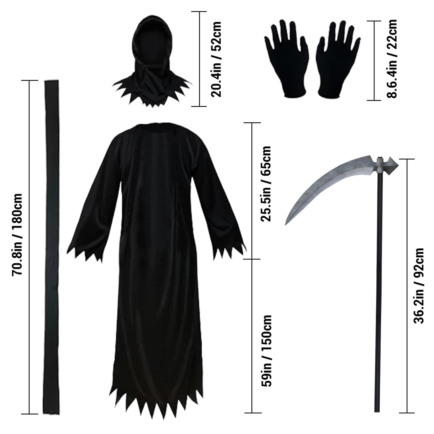 PULASIDO Halloween Costumes, Grim Reaper Costume Set for Girls Boys Adults, Spooky Halloween Costume Set for Adults Scary Ghost Cosplay Masquerade Tunic Outfit with Scary Snake