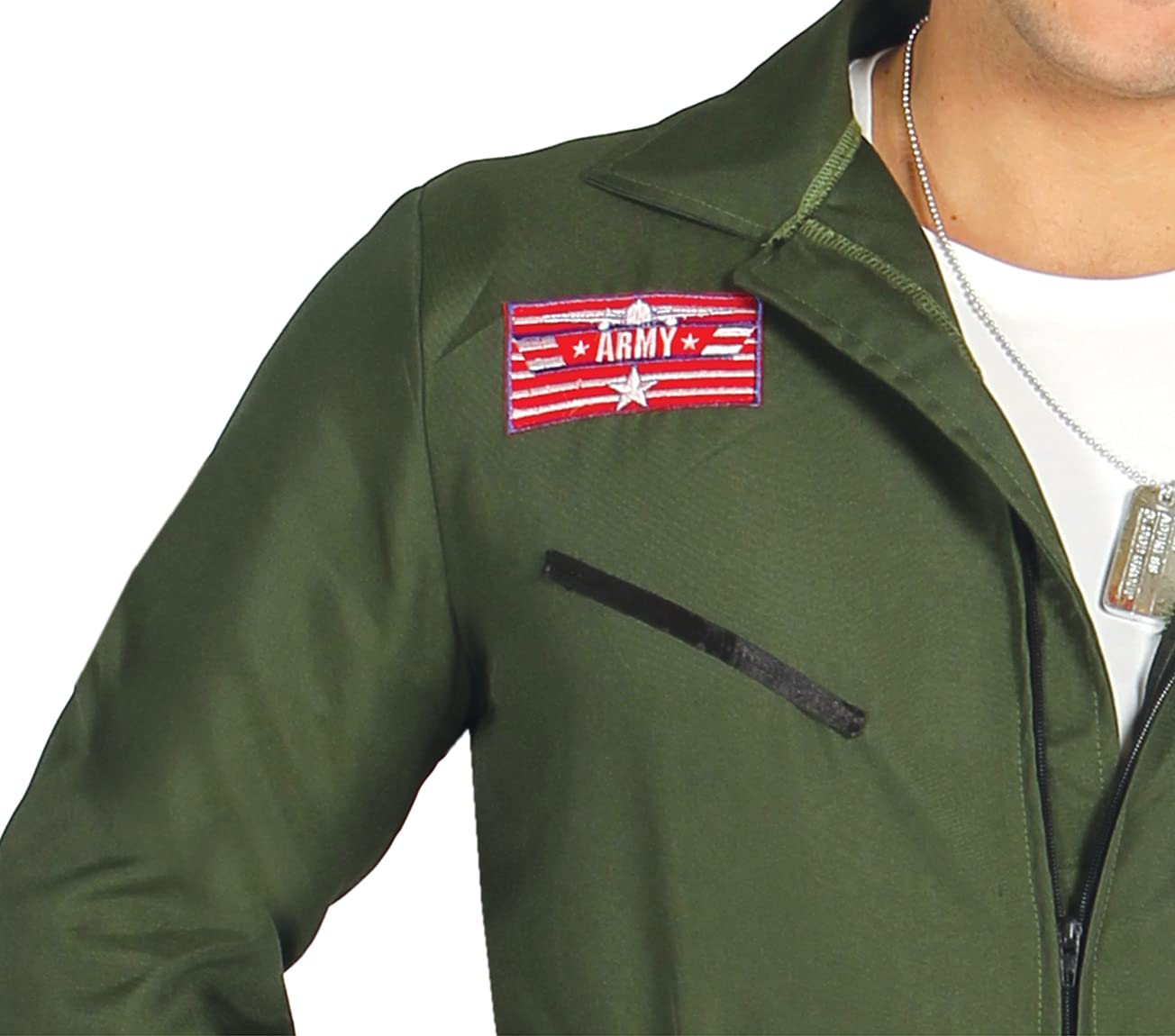 Hunky Fighter Jet Pilot Mens Fancy Dress Costume - Dark Green (image 3)