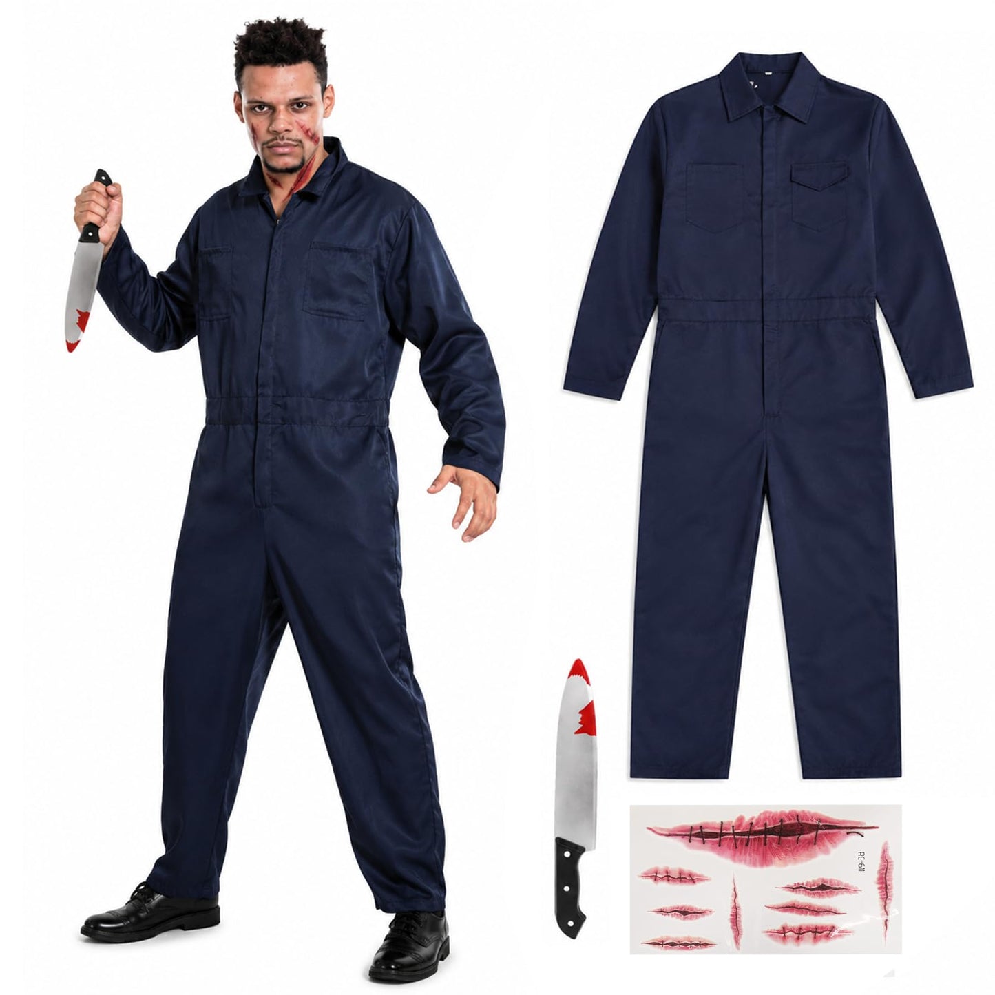 Michael Myers Costume Adult Halloween Mike Myers Jumpsuit Outfit
