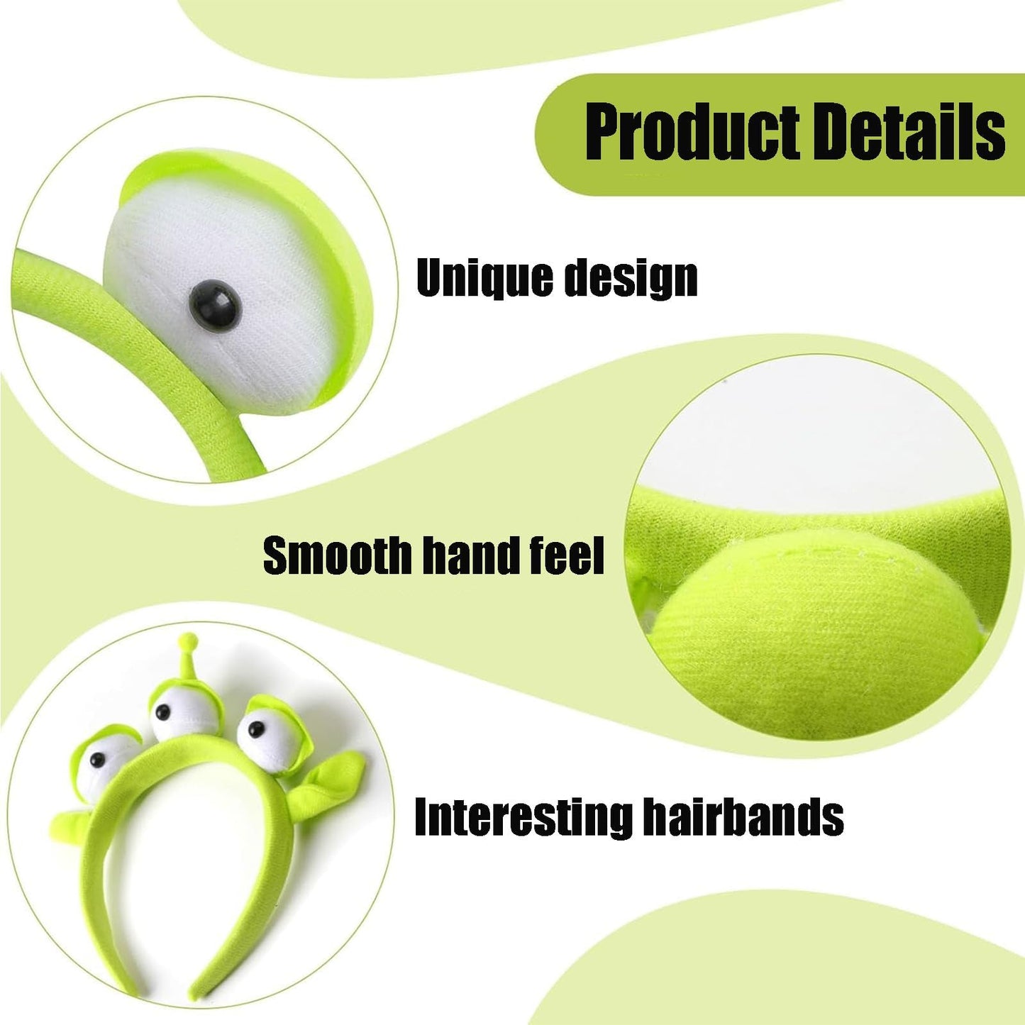 GETFACAI Alien Headband With Three-Finger Gloves, Toy Story Alien Costume Set for Halloween Parties and Cosplay Events, Adjustable Three-Eyed Headwear with Matching Gloves