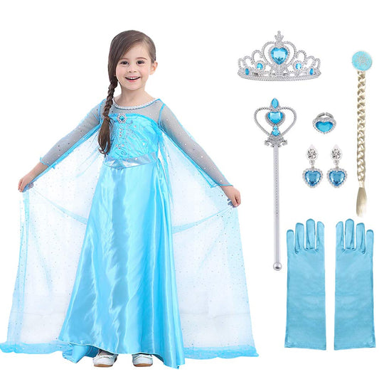 URAQT Dress Princess Costume, Princess Dress Up for Girls, Deluxe Fancy Costume with Accessories, Perfect for Christmas Birthday Party Carnival Cosplay, 110cm