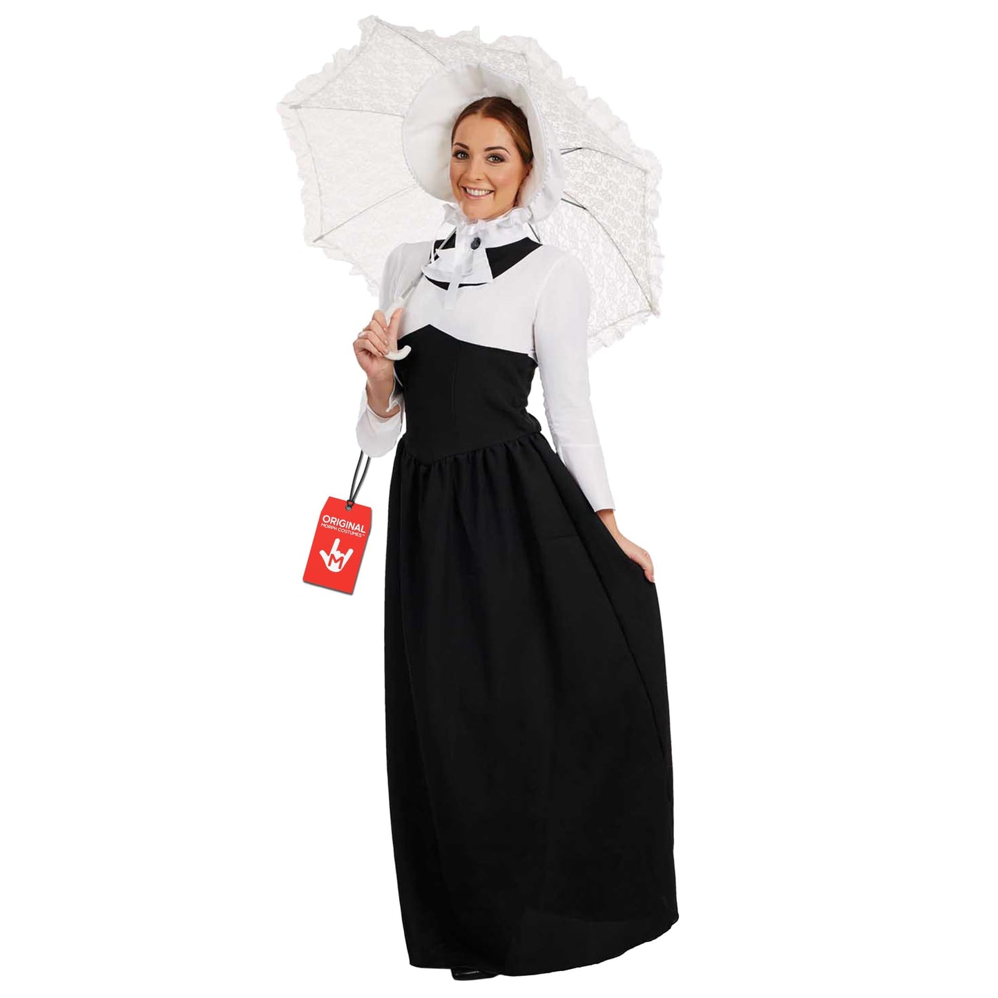 Womens Victorian Lady Costume Adults Black & White Historical Dress