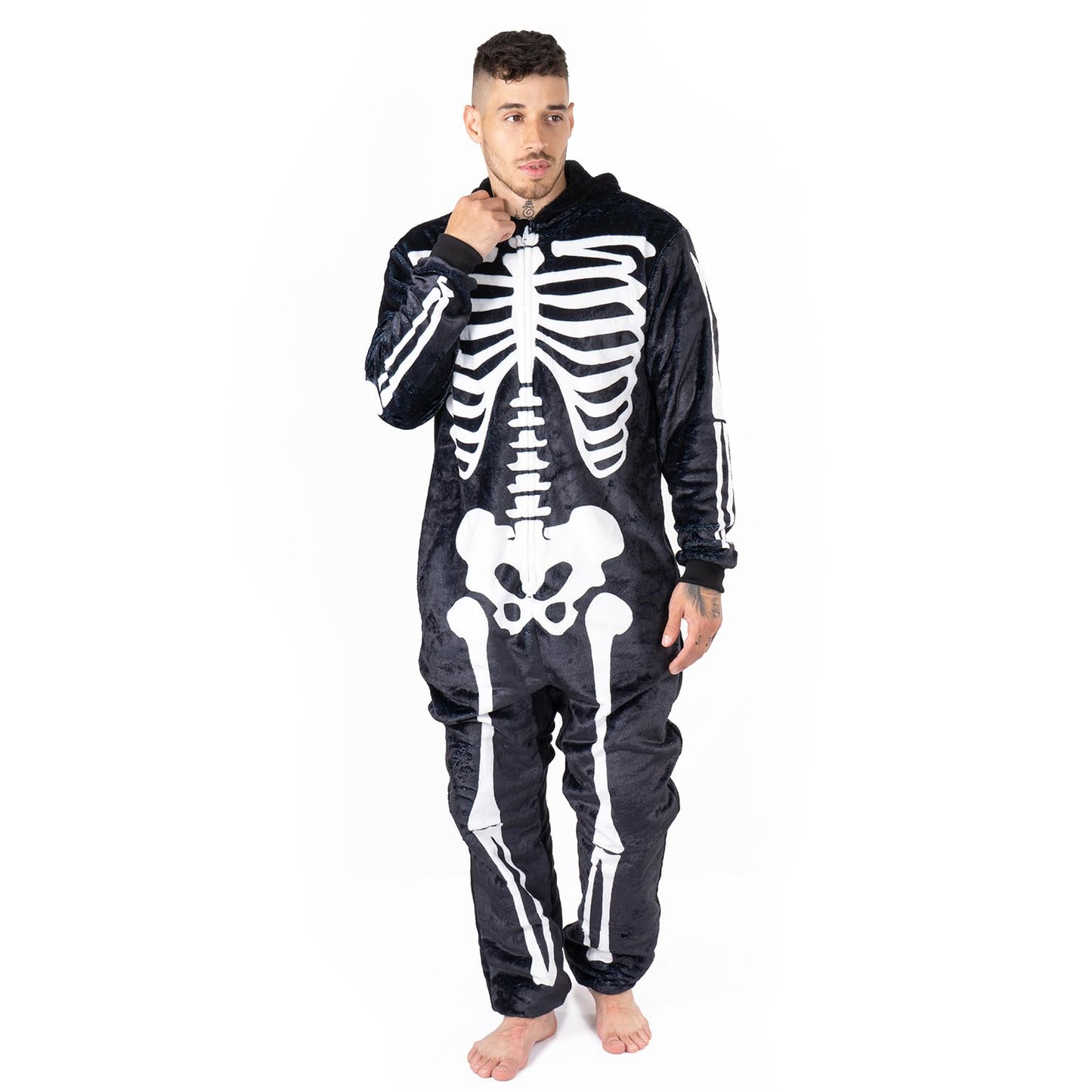 Onesie Halloween Costume - Unisex Skeleton and Shark Playsuit Adult