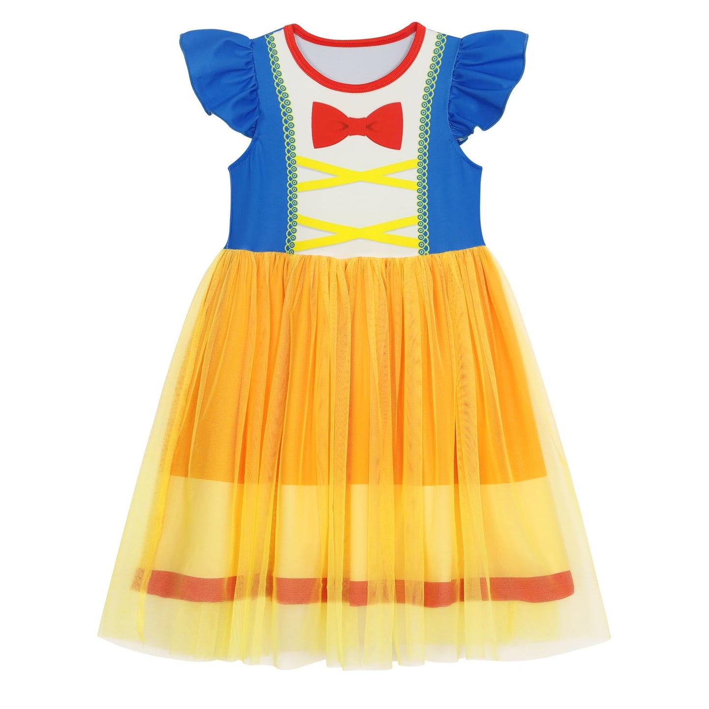 AmzBarley Princess Dress up Costumes for Girls Halloween Costume Kids Birthday Party Dresses Cosplay World Book Day Fancy Dress Clothes Yellow Age 5-6 Years 120