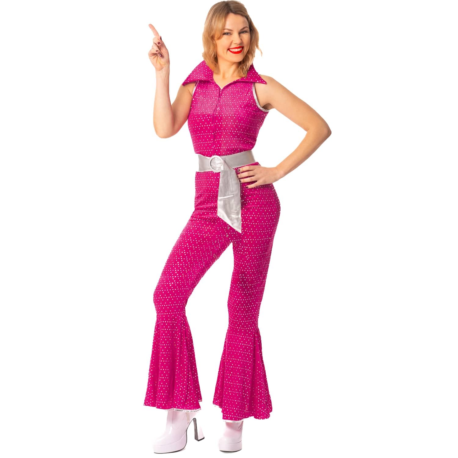 70s Disco Costume - Shiny Sequin Dance Party Jumpsuit - Adult Fancy