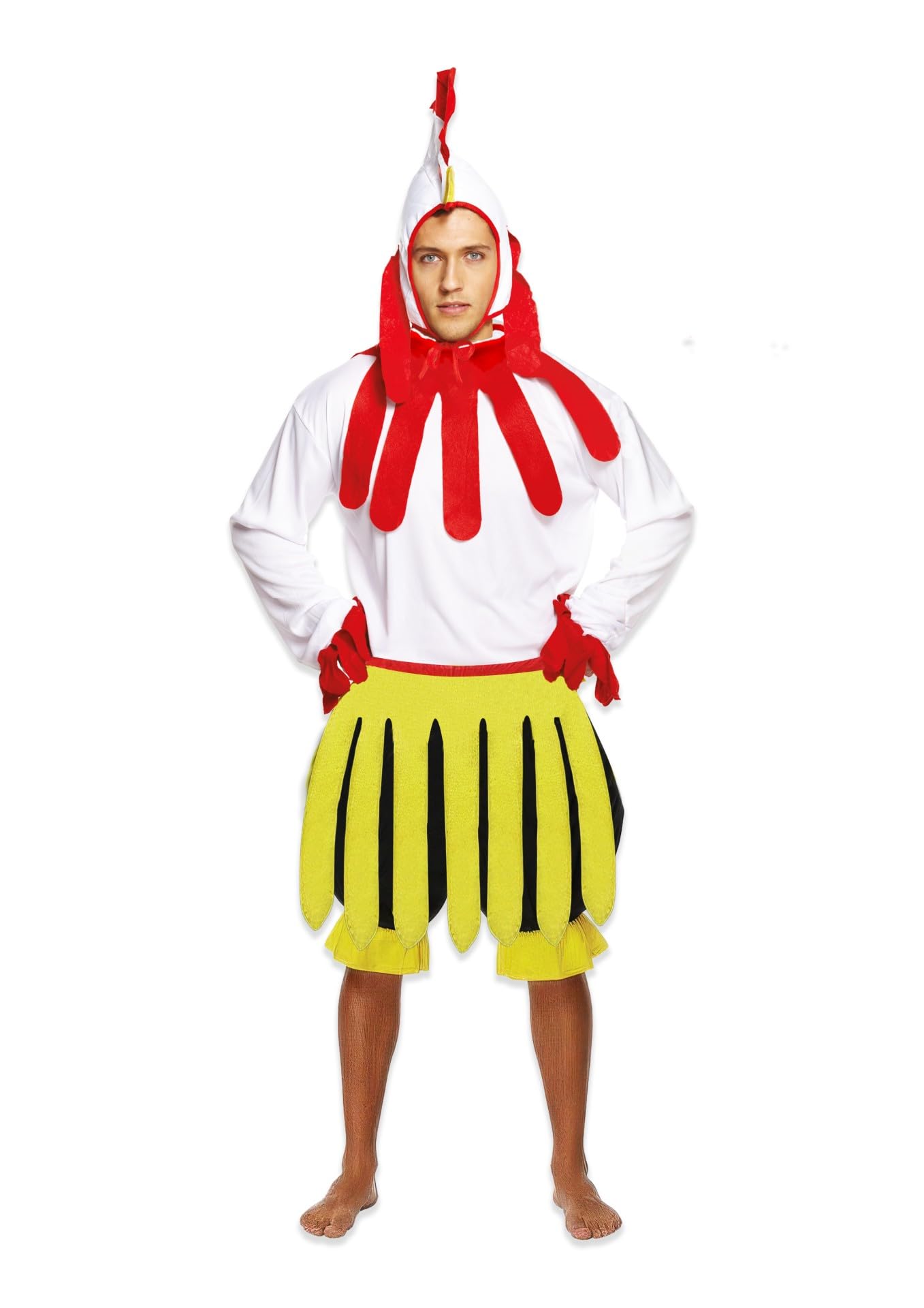 HENBRANDT Adult Men’s Chicken Fancy Dress Easter Chicken Costume Rooster White Hen Easter Dress Up Outfit One Size Mens Fancy Dress Costume