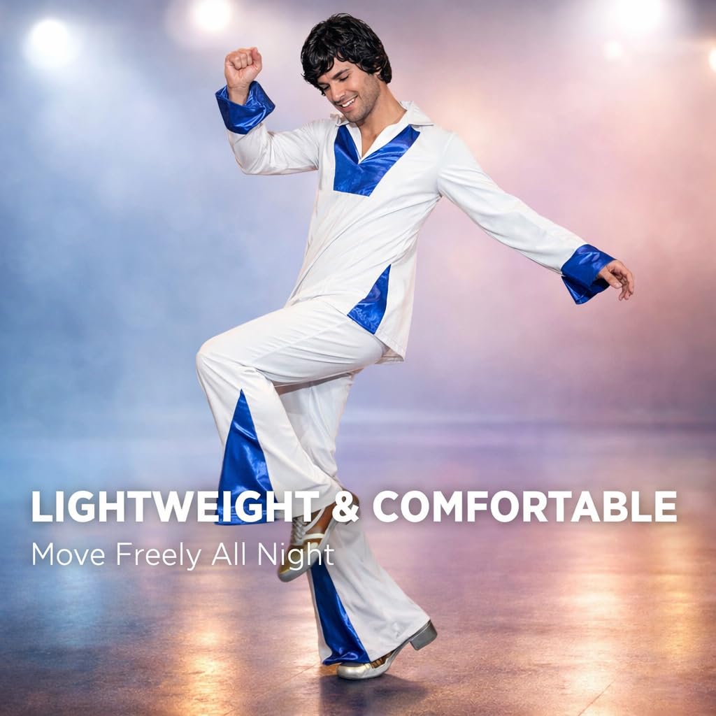Men's 70s Disco Costume - Retro Fancy Dress Outfit Includes Dress (image 5)