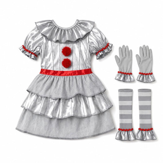 Morph Scary Clown Costume For Girls, Scary Clown Costume For Kids Girls, Halloween Costumes For Kids, Girl Movie Character Costumes, XL