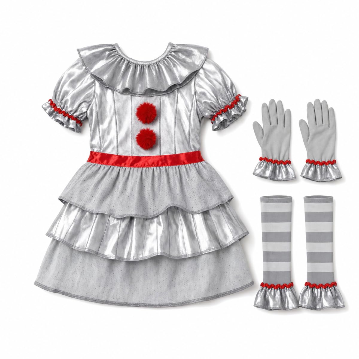 Morph Scary Clown Costume For Girls, Scary Clown Costume For Kids Girls, Halloween Costumes For Kids, Girl Movie Character Costumes, XL