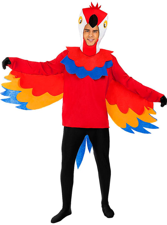 Parrot Costume - Red Bird Fancy Dress for Adults