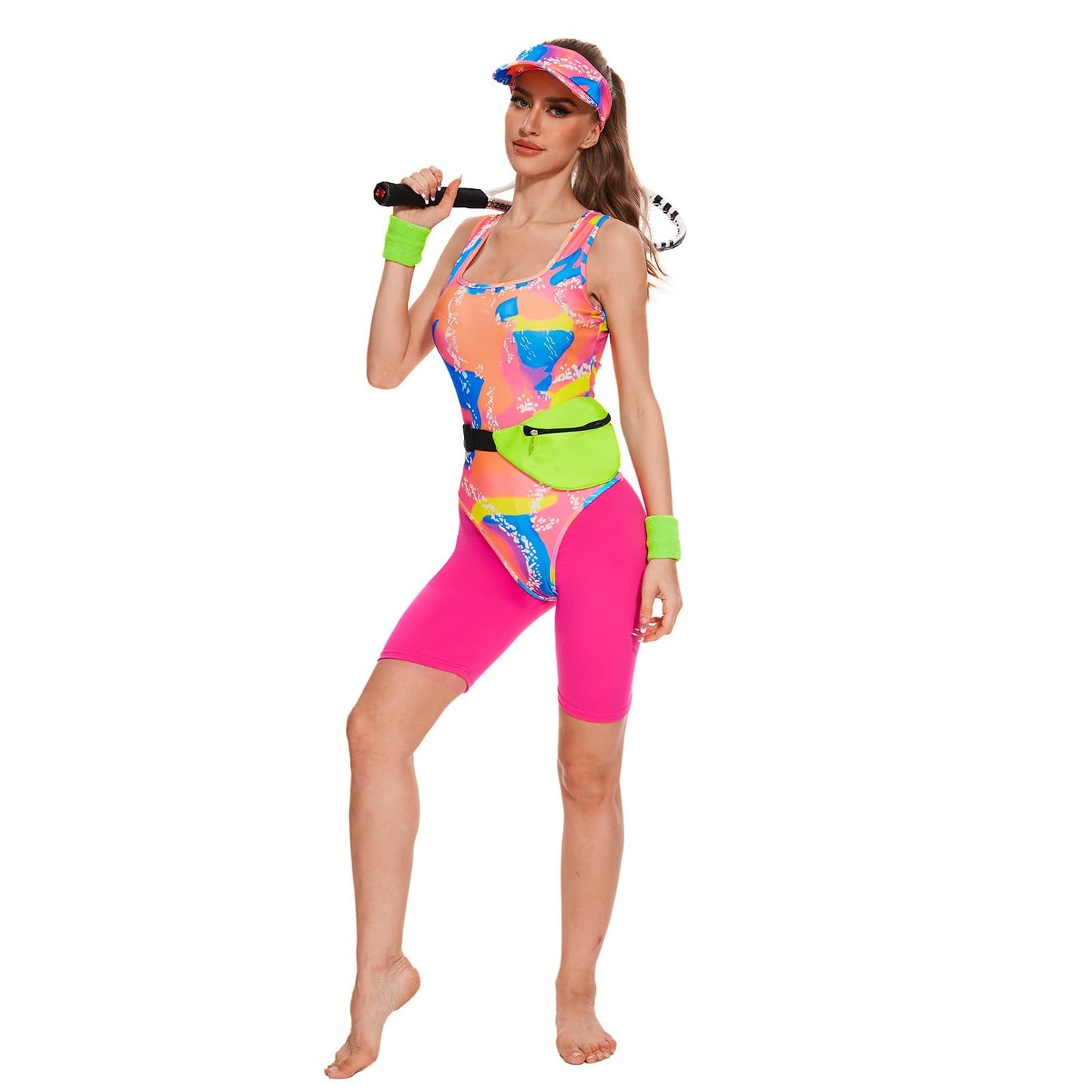 AJGEGJE 80s Workout Costume for women, 80s 90s Workout Outfits Set, Halloween Cosplay Couples Outfits (L)
