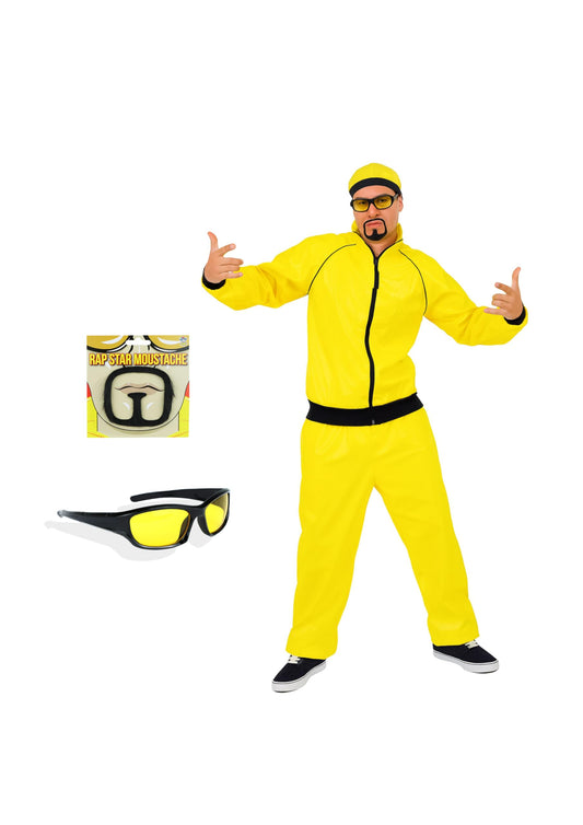 Single Adult 5-piece Yellow Black Urban Rapper Costume Fancy Dress