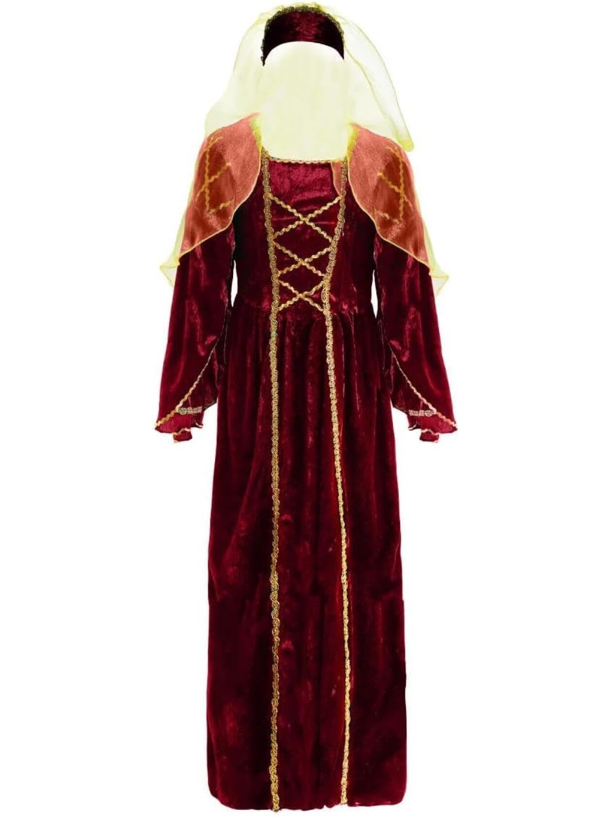 Medieval Queen & Knight Fancy Dress Couples Costumes - Red Renaissance Fair Tudor Era Outfit St George's Flag Cross Royal Sports Supporters Party - Womens: X-Large Mens: Medium
