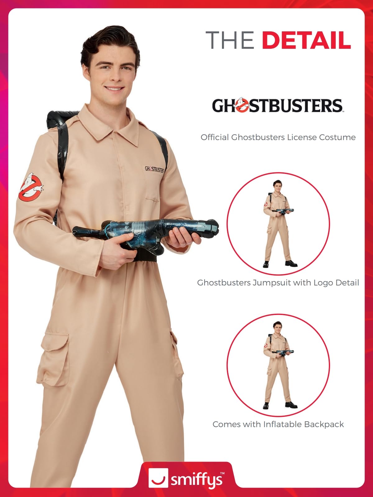 Ghostbusters Men's Costume for Adults - Jumpsuit and Inflatable